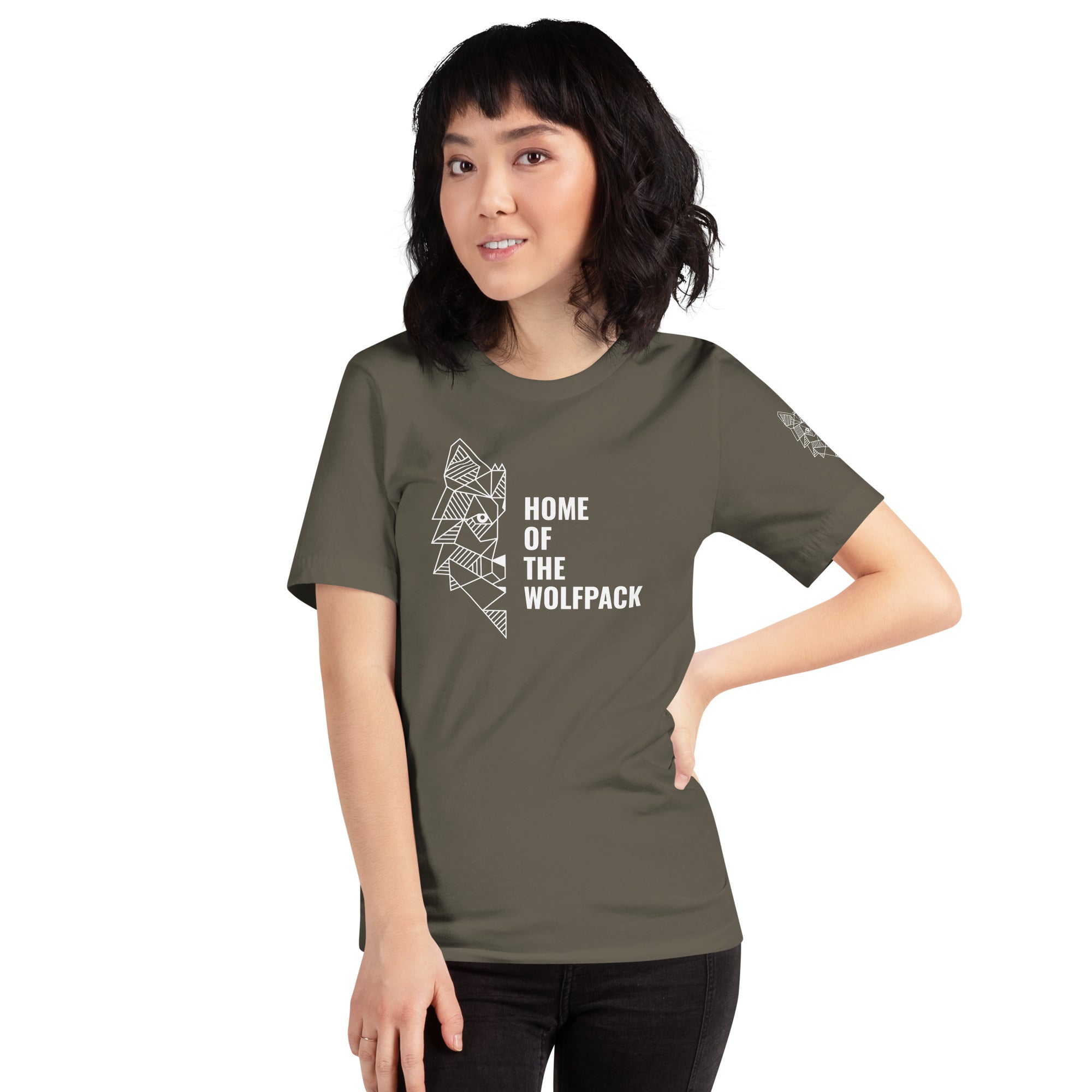 Unisex-T-Shirt Home of the Wolfpack dunkel