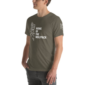 Unisex-T-Shirt Home of the Wolfpack dunkel