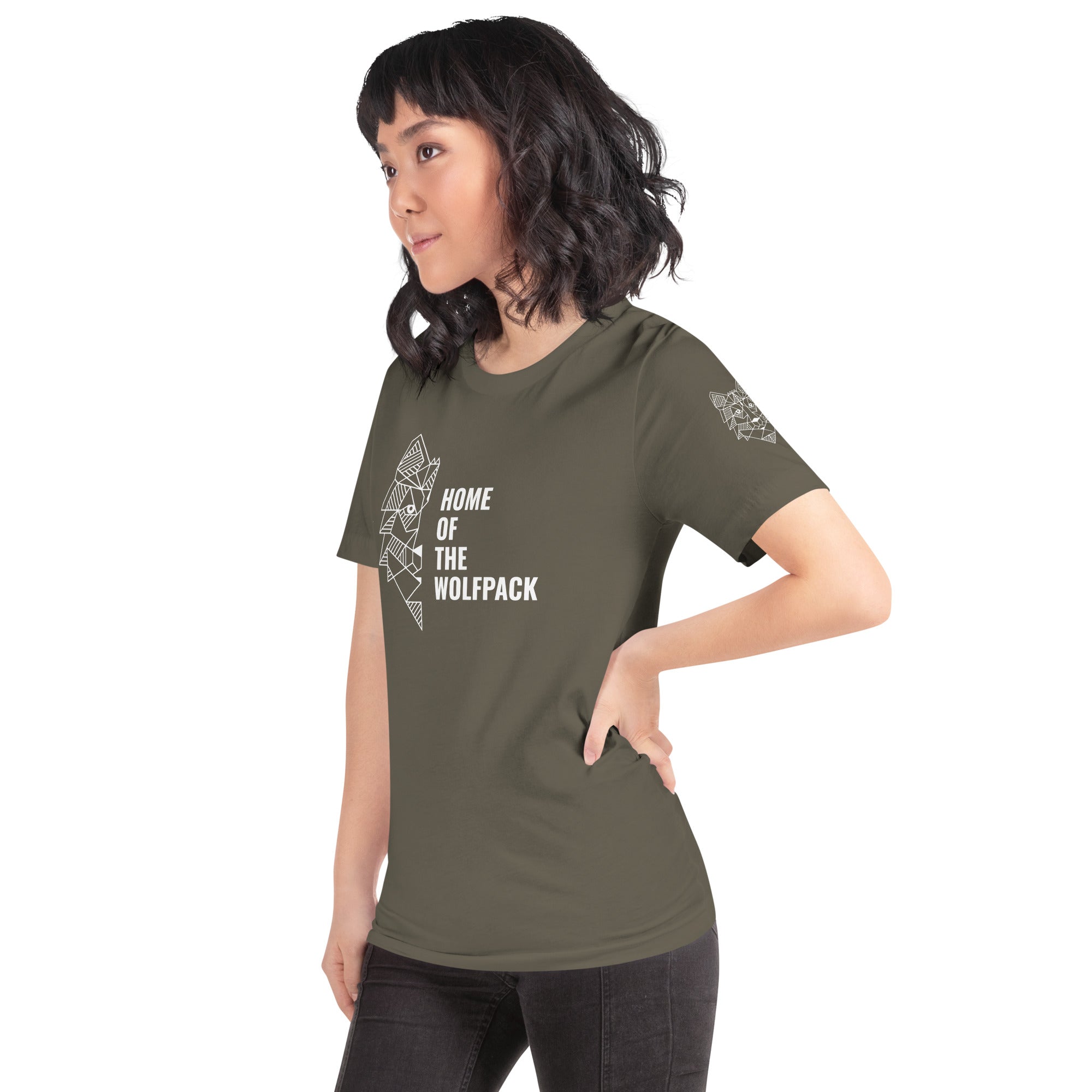 Unisex-T-Shirt Home of the Wolfpack dunkel