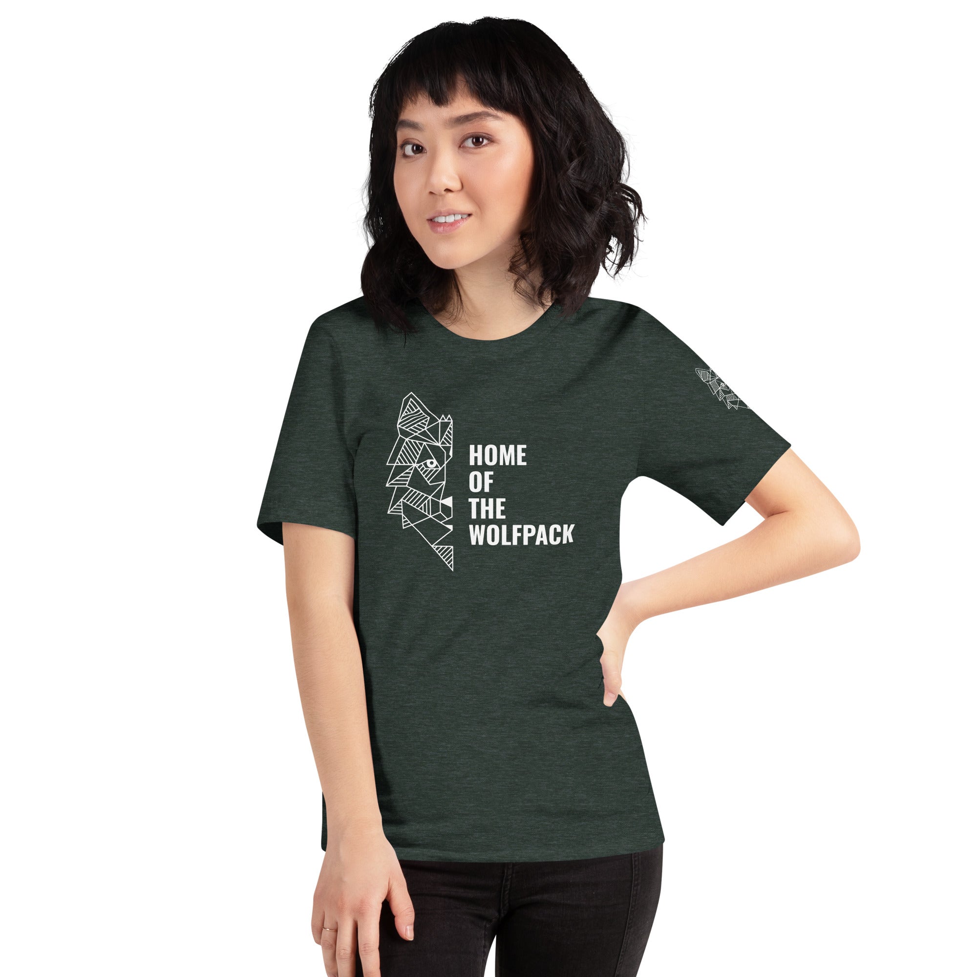 Unisex-T-Shirt Home of the Wolfpack dunkel